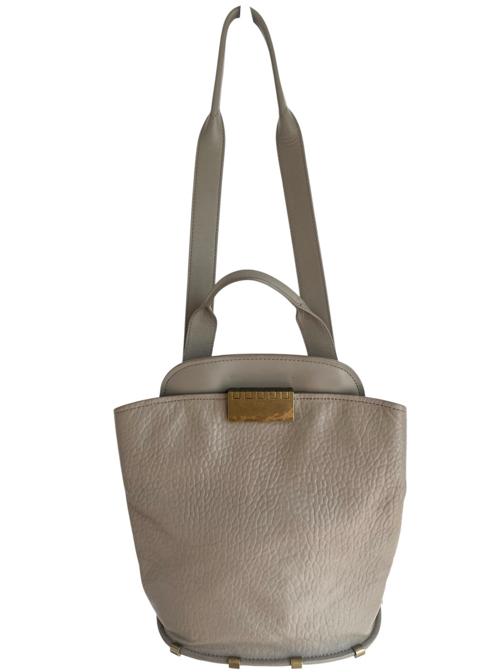 Zac Posen Taupe Blythe Leather Sling Bag with Patina Brass Hardware